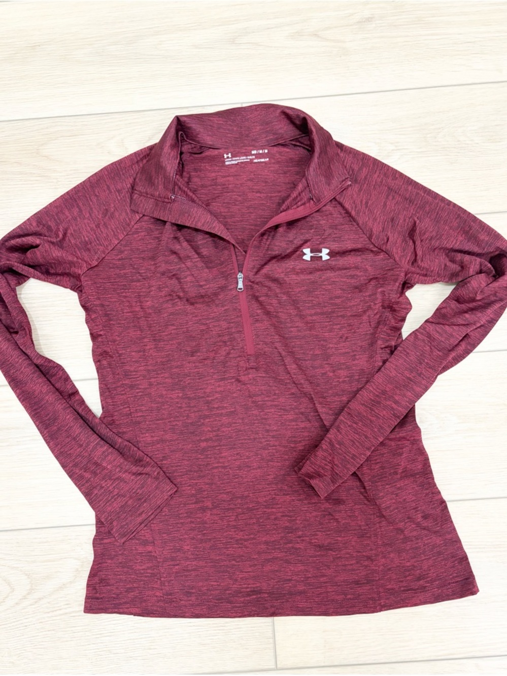 Under Armour Women's Athletic Maroon Heather 1/4 Zip Pullover. Size medium